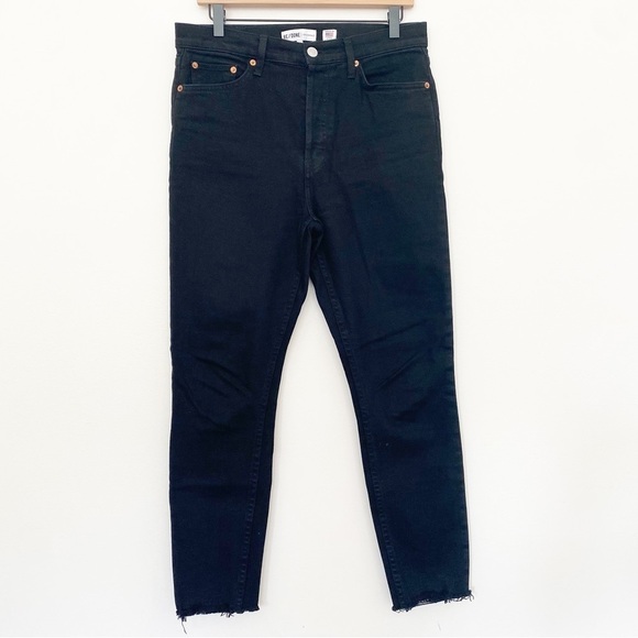 REDONE Black High Waisted  Jeans Comfort Stretch High Rise Ankle Crop - Picture 7 of 14